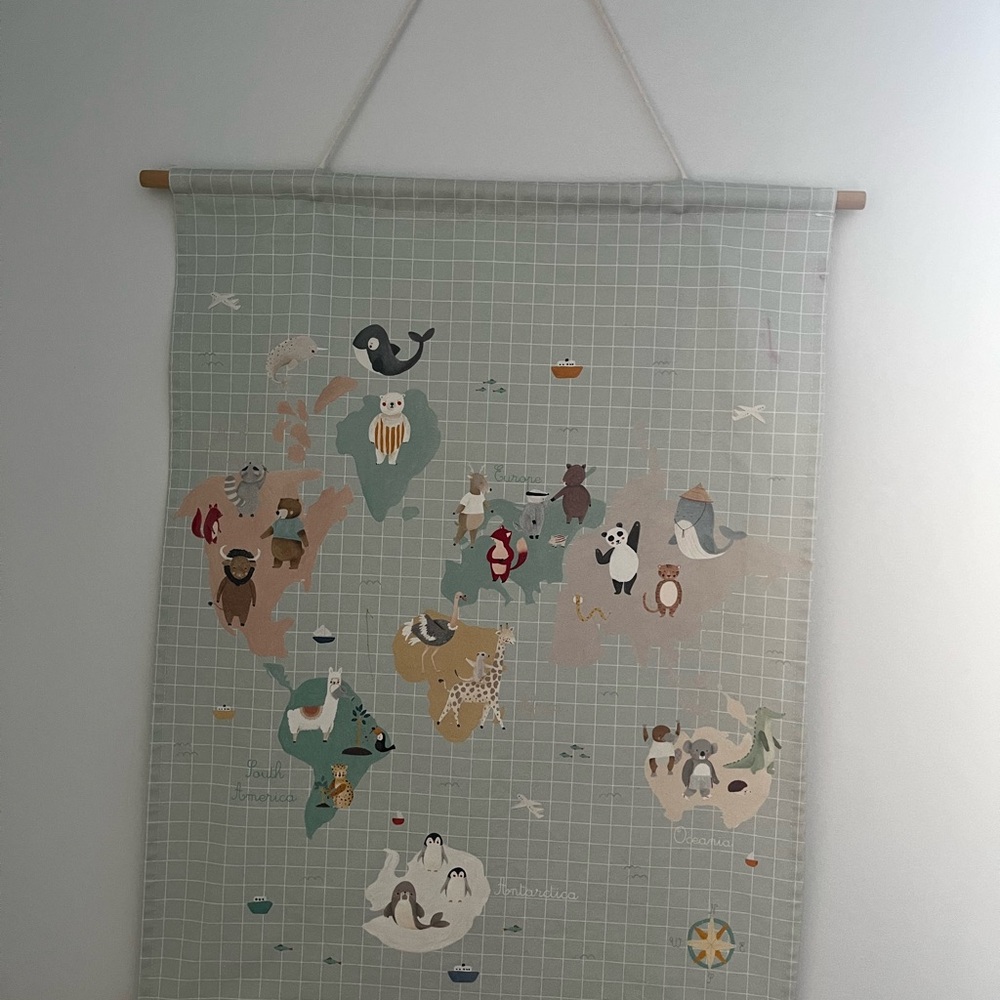 Zara Home World Map Animal Wall Hanging - Multicolor